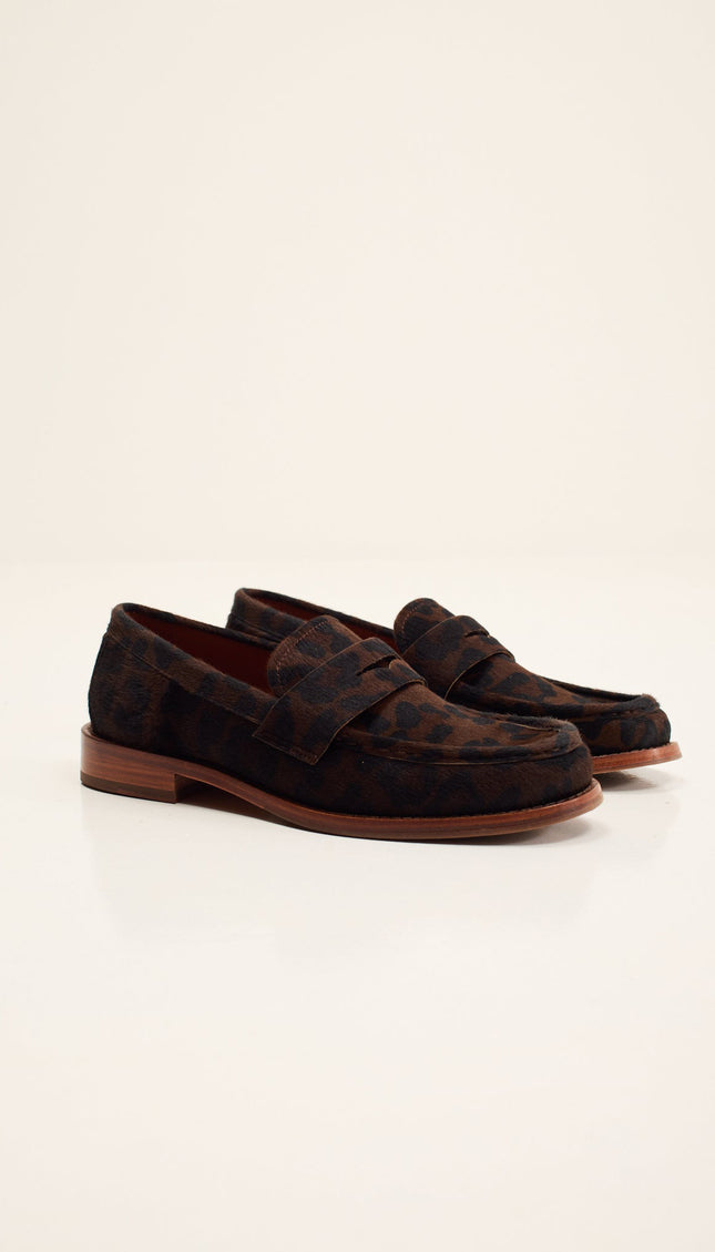 Calf Hair Penny Loafer - Black Leopard