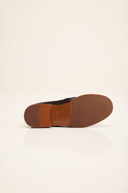 Men's Calf Hair Penny Loafer - Black Leopard | Ron Tomson