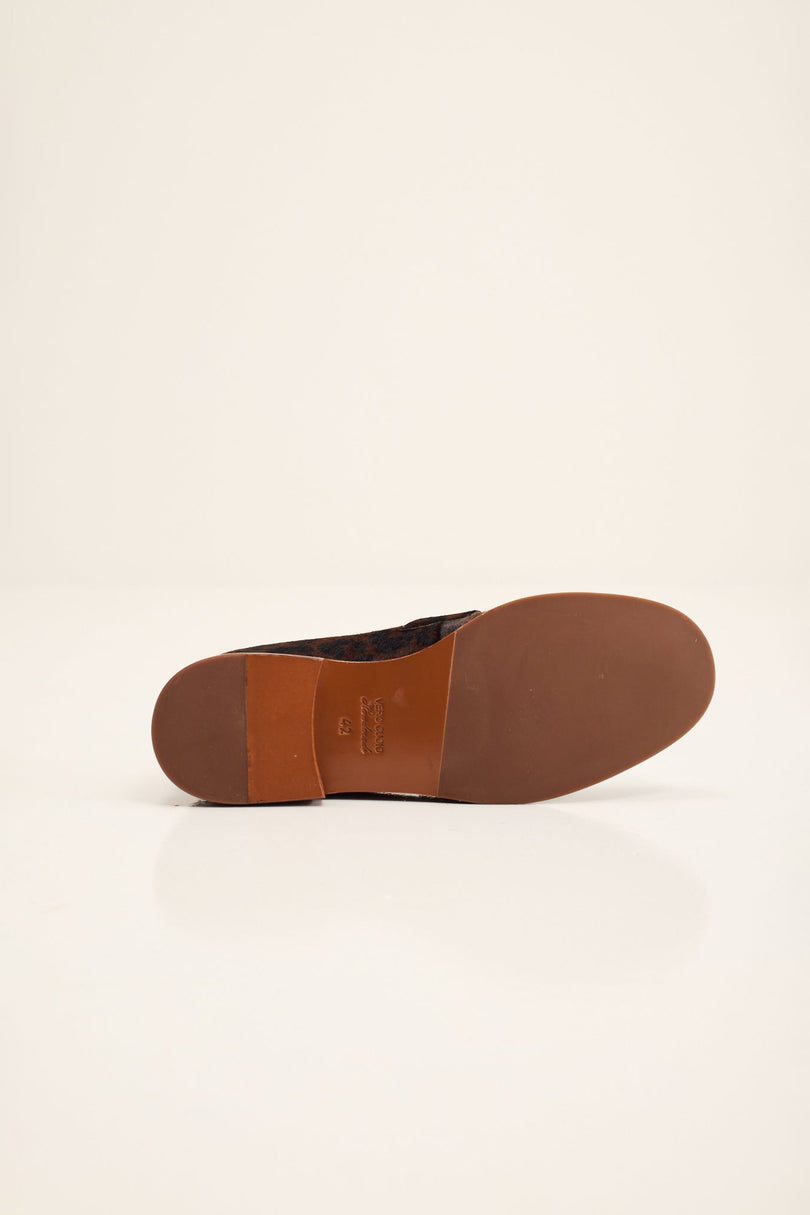 Men's Calf Hair Penny Loafer - Black Leopard | Ron Tomson