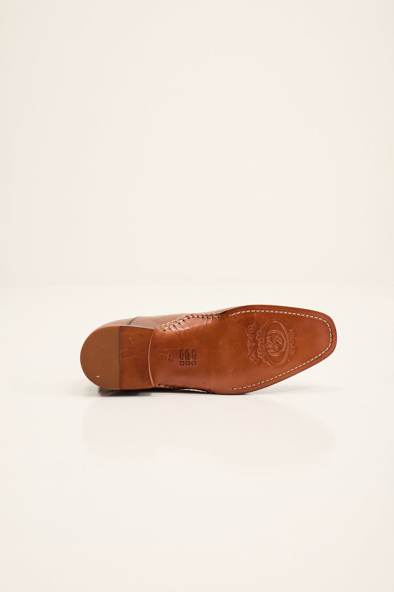 Men's Double-Buckle Italian Leather Chelsea Boot - Brown | Ron Tomson
