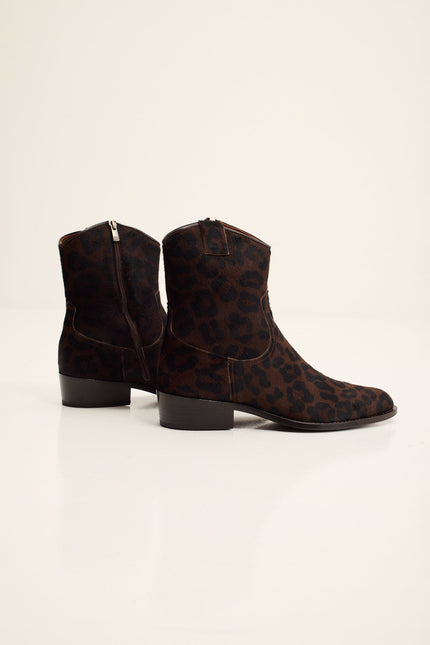 Men's Calf Hair Western Boots - Black Leopard | Ron Tomson