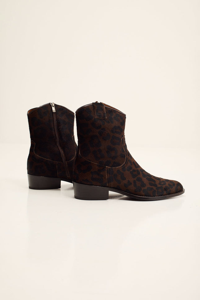 Men's Calf Hair Western Boots - Black Leopard | Ron Tomson
