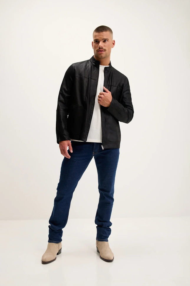 Men's Reversible Suede Leather Jacket - Black | Ron Tomson