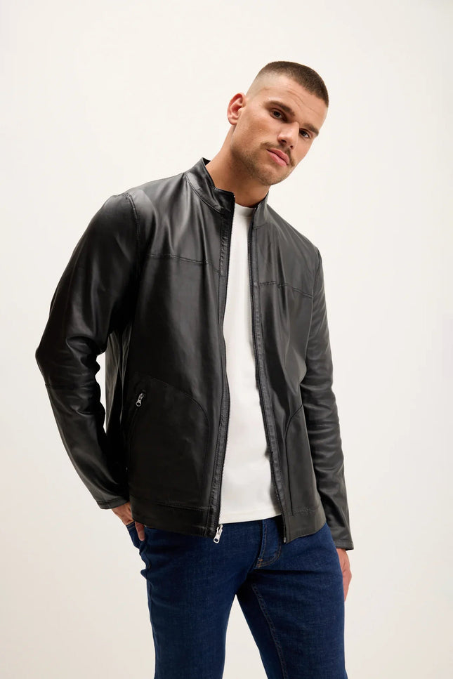 Reversible Suede Leather Jacket - Black