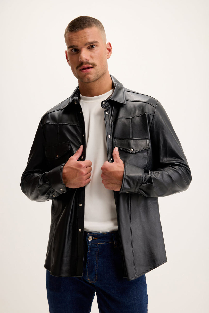 leather jacket dress shirt Hendrix (Man) BODA SKINS offering a smooth and luxurious texture Remy Leather Classic Waist Jacket