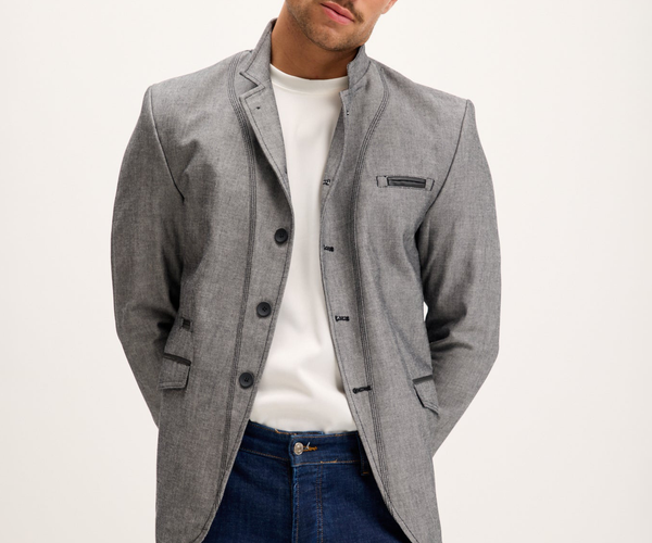 Men's Symmetric Button Blazer - Grey | Ron Tomson