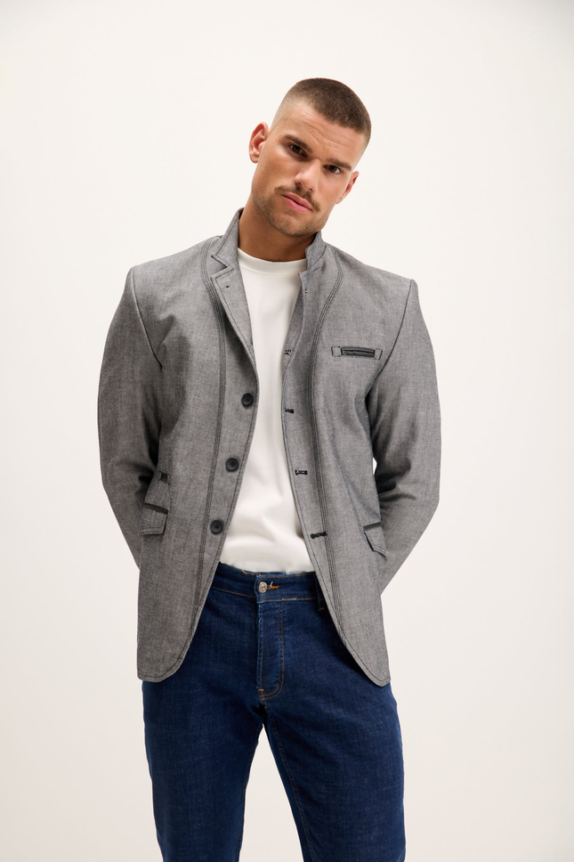 Symmetric Button Blazer - Grey