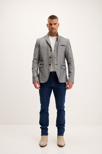 Men's Symmetric Button Blazer - Grey | Ron Tomson