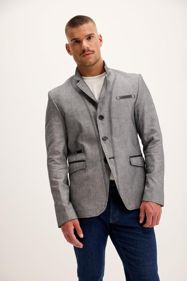 Symmetric Button Blazer - Grey