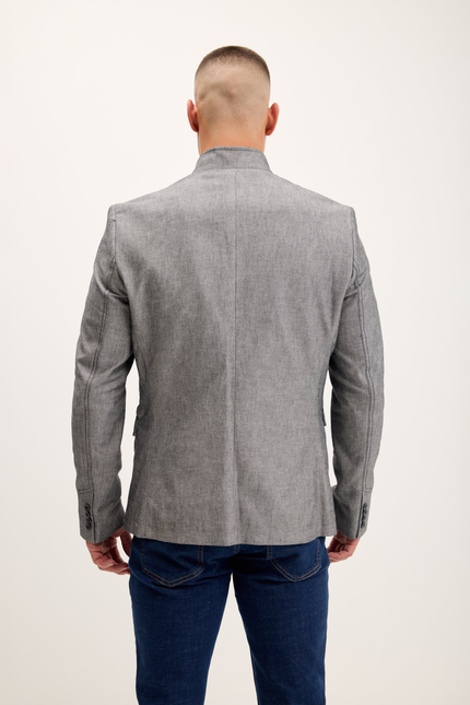 Men's Symmetric Button Blazer - Grey | Ron Tomson