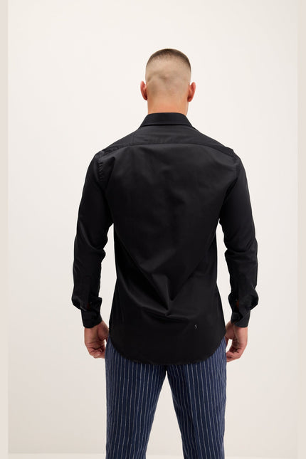 Men's Spread Collar Dress Shirt - Jet Black | Ron Tomson