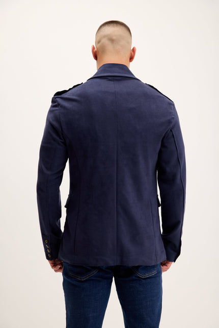 Men's Microsuede Lightweight Safari Jacket - Navy | Ron Tomson