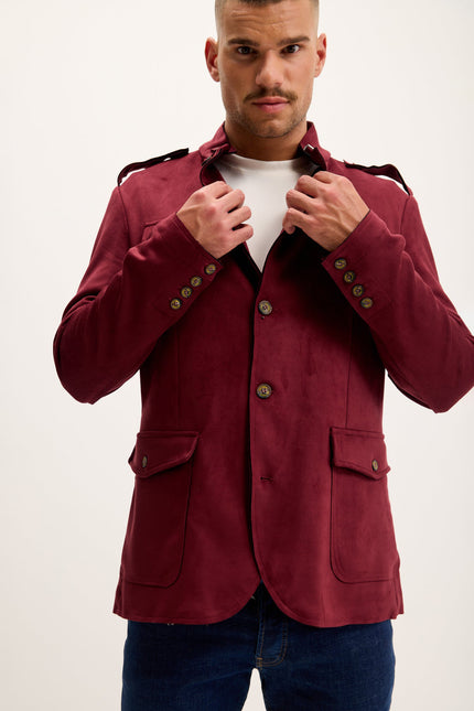 Men's Microsuede Safari Jacket - Wine | Ron Tomson