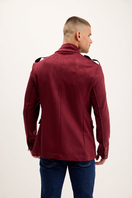Men's Microsuede Safari Jacket - Wine | Ron Tomson