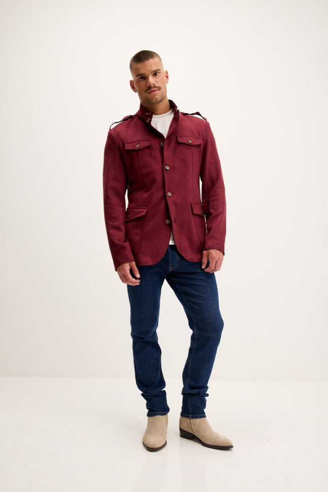 Men's Microsuede Safari Jacket - Wine | Ron Tomson