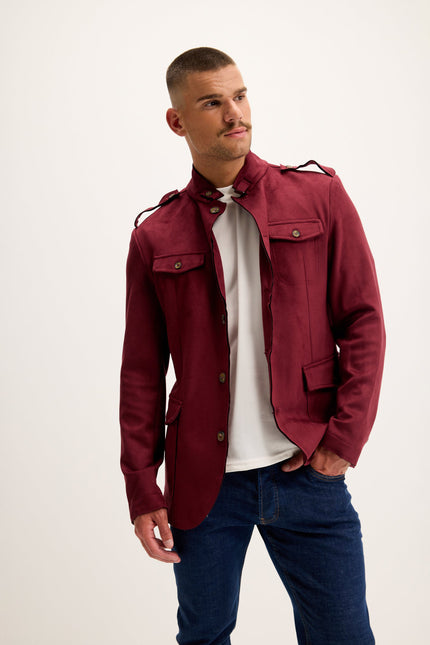 Men's Microsuede Safari Jacket - Wine | Ron Tomson