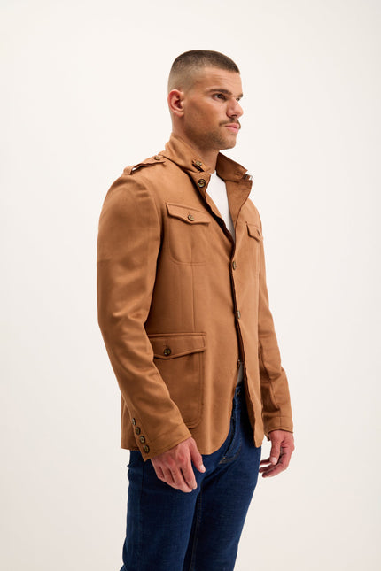 Men's Microsuede Lightweight Safari Jacket - Camel | Ron Tomson