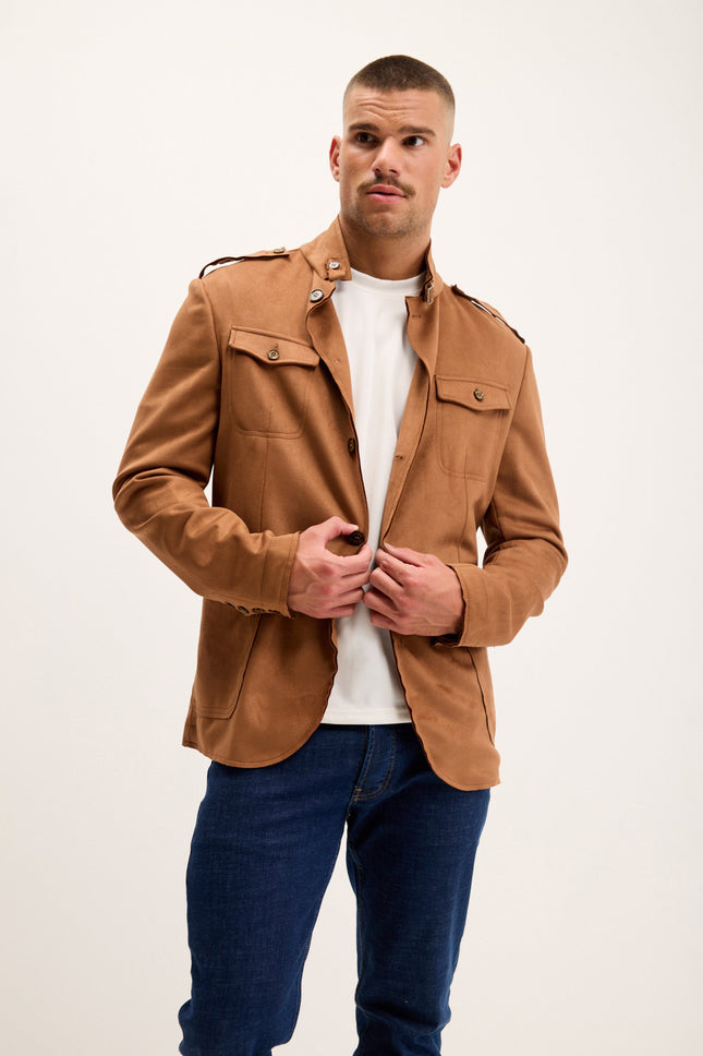 Men's Microsuede Lightweight Safari Jacket - Camel | Ron Tomson