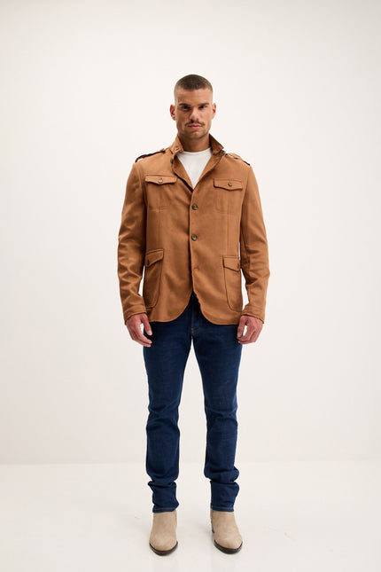 Men's Microsuede Lightweight Safari Jacket - Camel | Ron Tomson
