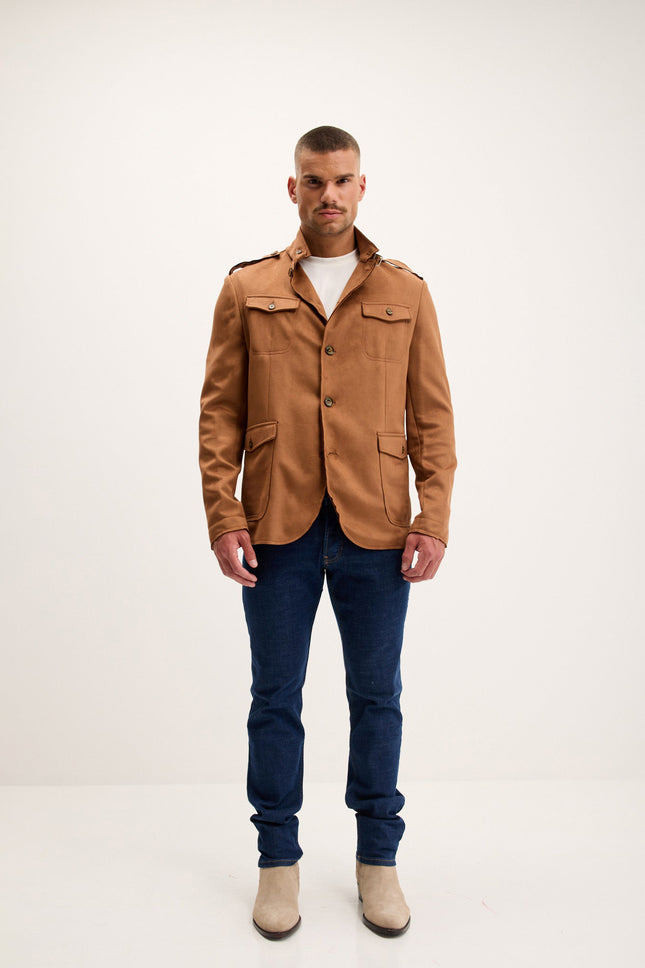Men's Microsuede Lightweight Safari Jacket - Camel | Ron Tomson