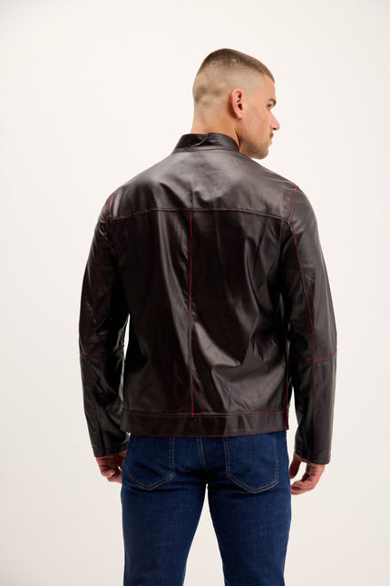 Men's Reversible Suede & Leather Jacket - Red/Navy | Ron Tomson