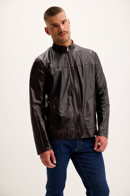 Men's Reversible Suede & Leather Jacket - Red/Navy | Ron Tomson