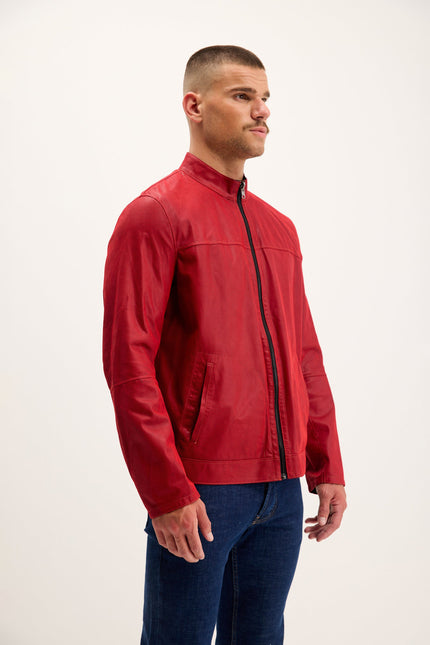 Men's Reversible Suede & Leather Jacket - Red/Navy | Ron Tomson