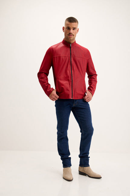 Men's Reversible Suede & Leather Jacket - Red/Navy | Ron Tomson