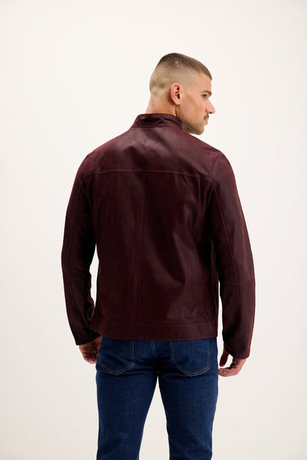 Men's Reversible Suede & Leather Jacket - Burgundy/Navy | Ron Tomson