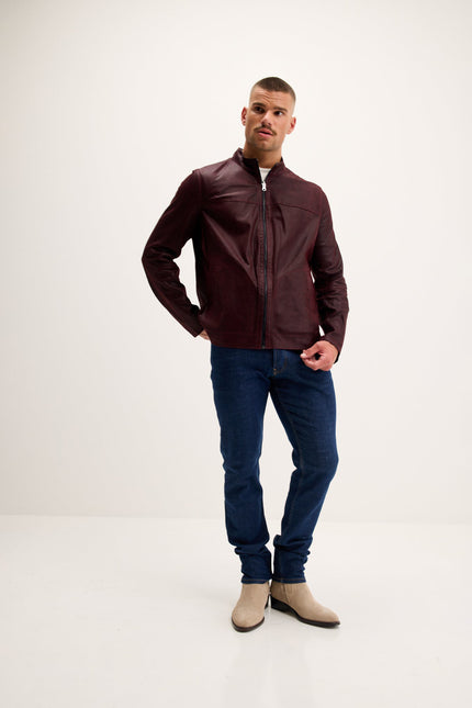 Men's Reversible Suede & Leather Jacket - Burgundy/Navy | Ron Tomson
