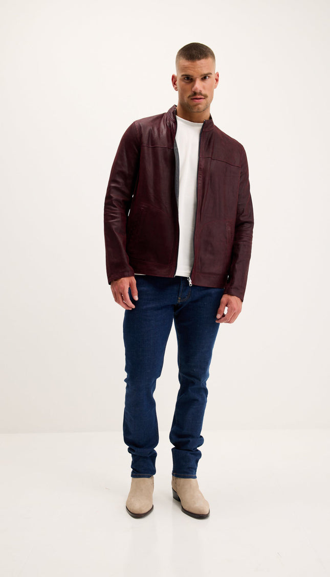 Reversible Suede & Leather Jacket - Burgundy/Navy