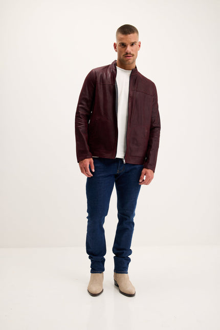 Men's Reversible Suede & Leather Jacket - Burgundy/Navy | Ron Tomson