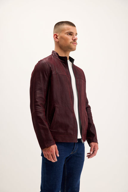 Men's Reversible Suede & Leather Jacket - Burgundy/Navy | Ron Tomson