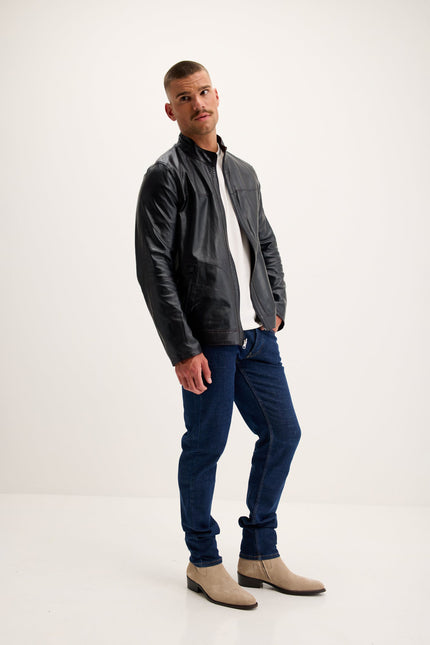 Men's Reversible Suede & Leather Jacket - Burgundy/Navy | Ron Tomson