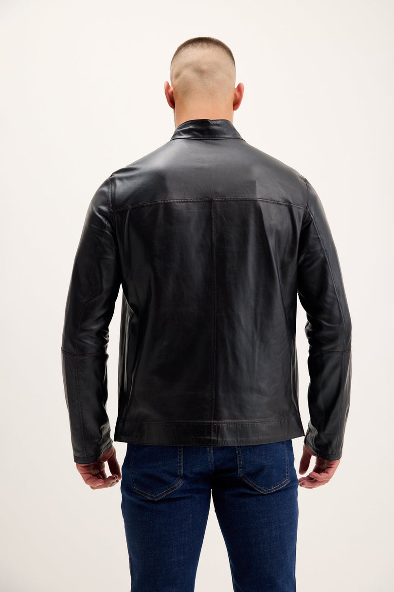 Men's Reversible Suede & Leather Jacket - Burgundy/Navy | Ron Tomson