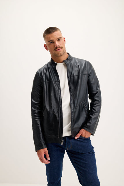 Men's Reversible Suede Leather Bomber - Khaki/Navy | Ron Tomson