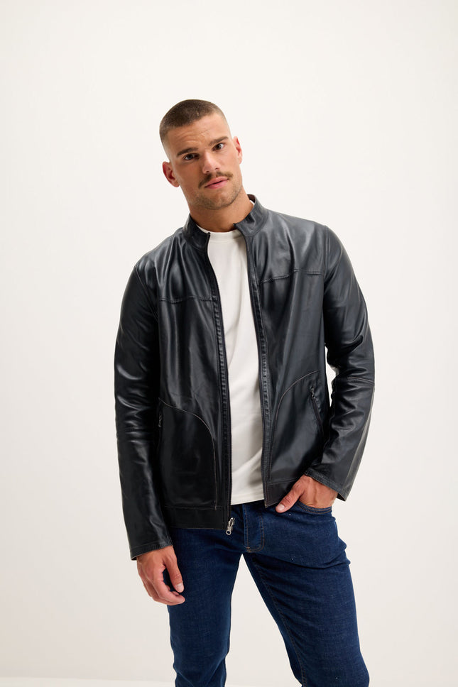 Men's Reversible Suede Leather Bomber - Khaki/Navy | Ron Tomson