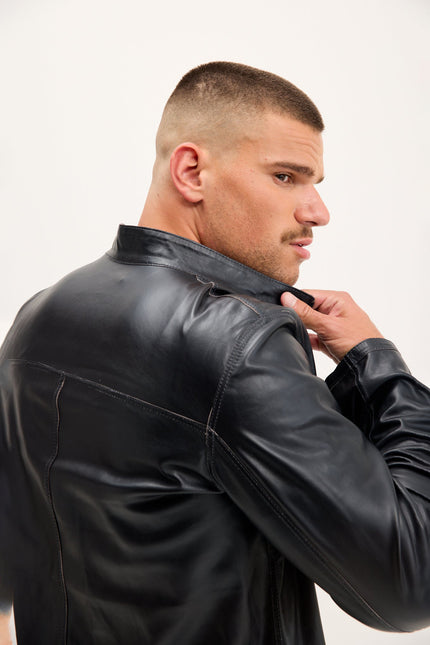 Men's Reversible Suede Leather Bomber - Khaki/Navy | Ron Tomson