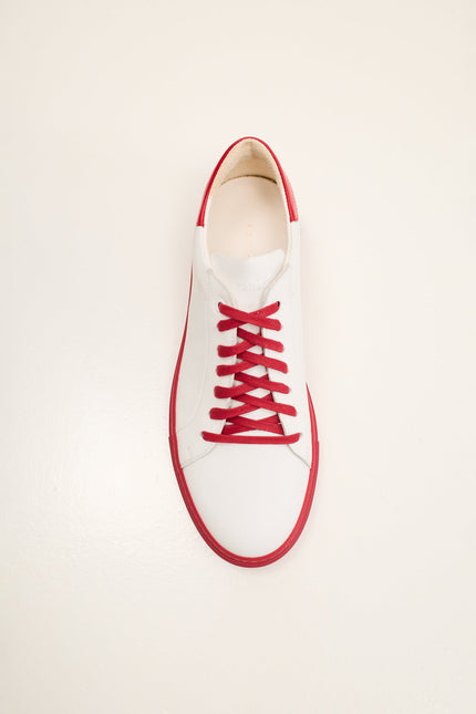 Men's Margom Sole Leather Court Sneaker - White Red | Ron Tomson