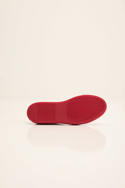 Men's Margom Sole Leather Court Sneaker - White Red | Ron Tomson