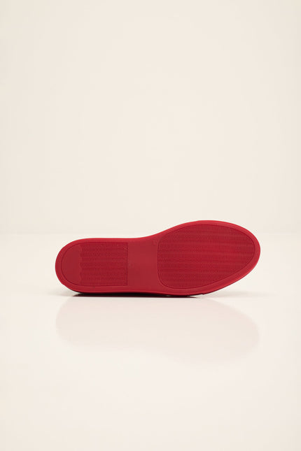 Men's Leather and Suede Sneakers - Burgundy Red | Ron Tomson