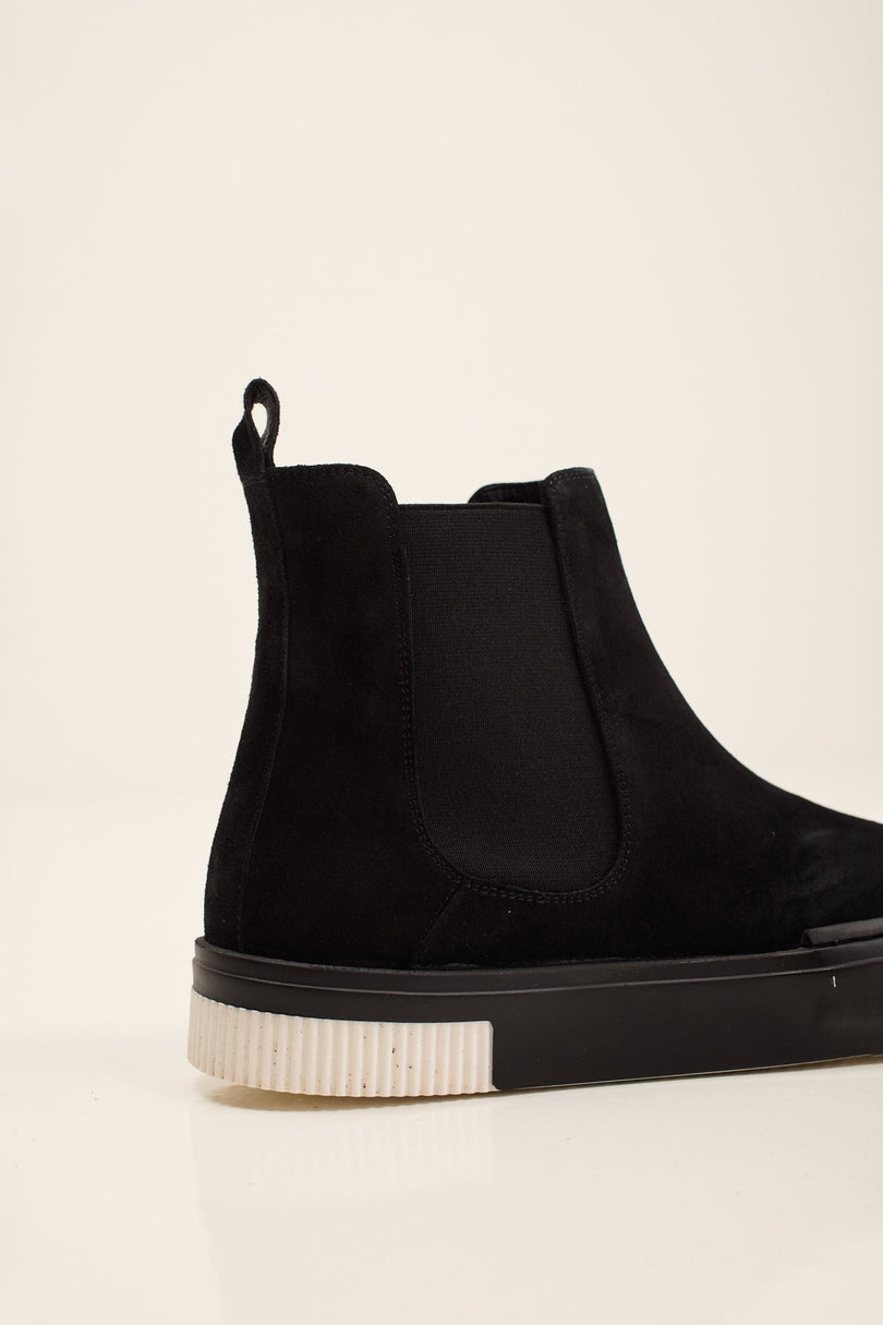 Men's Lambskin Suede Chelsea Boot - Black | Ron Tomson