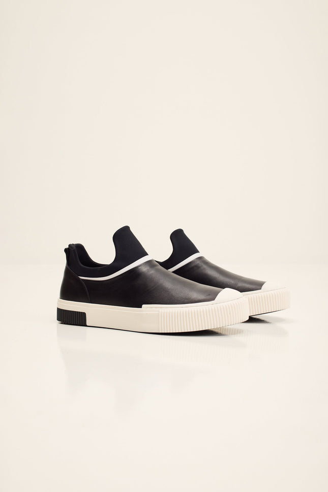 Leather Skate Slip-On Sneaker - Black