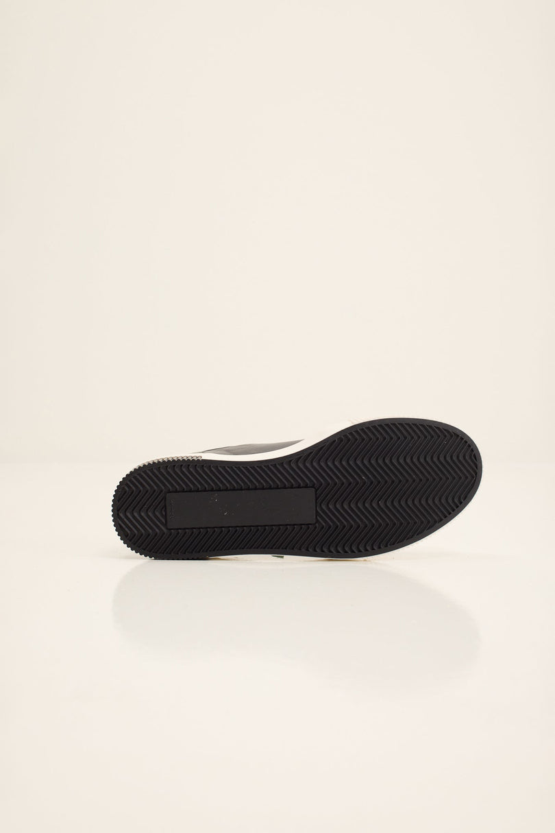 Men's Leather Skate Slip-On Sneaker - Black | Ron Tomson