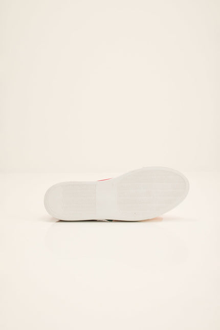 Men's Leather and Suede Sneakers - Red White | Ron Tomson