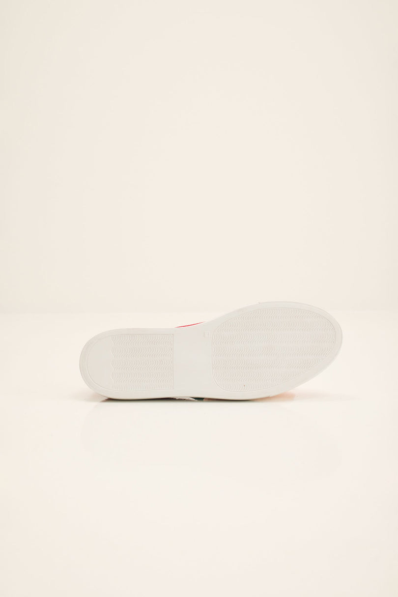 Men's Leather and Suede Sneakers - Red White | Ron Tomson