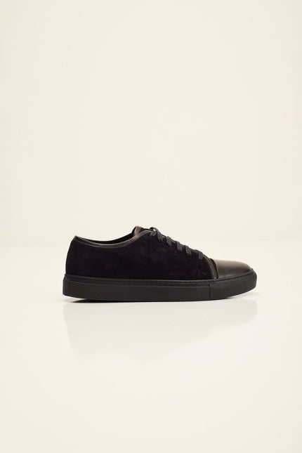 Men's Leather and Suede Sneakers - Black | Ron Tomson