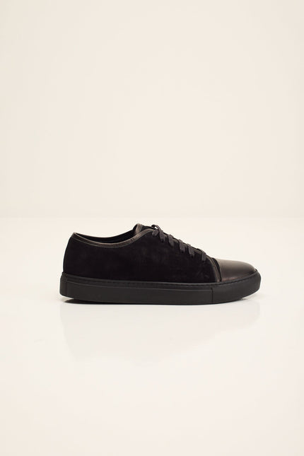 Men's Leather and Suede Sneakers - Black | Ron Tomson