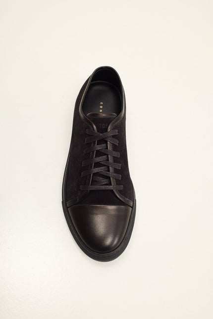 Men's Leather and Suede Sneakers - Black | Ron Tomson