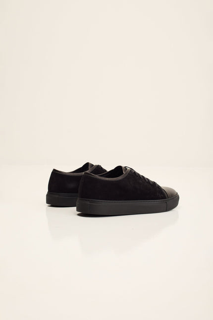 Men's Leather and Suede Sneakers - Black | Ron Tomson